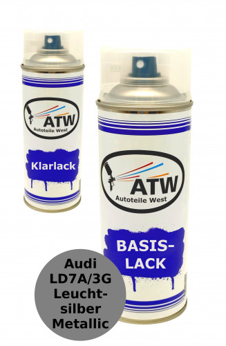 Autolack für Audi LD7A / 3G Leuchtsilber Metallic+400ml Klarlack Set